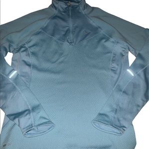 Nike Fit Dri Women’s Pullover Top 1/4 Zip Mock Neck Reflective Blue Medium